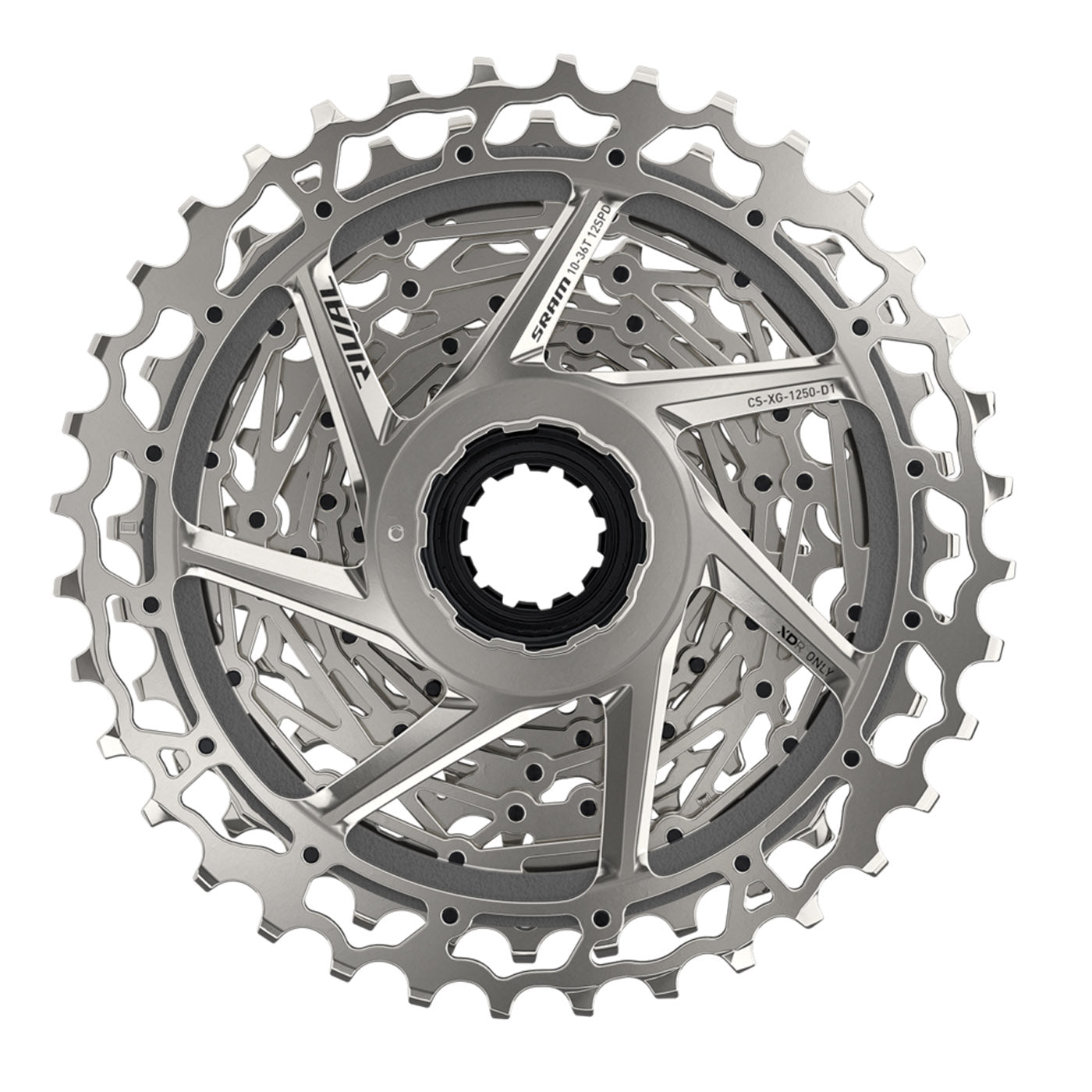 Cassette de Piñones SRAM 12P. 10/44D RIVAL XG-1250 D1 XDR Plata